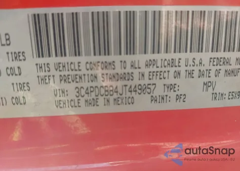 2018 Dodge Journey Sxt from USA, damaged, VIN 3C4PDCBB4JT449057